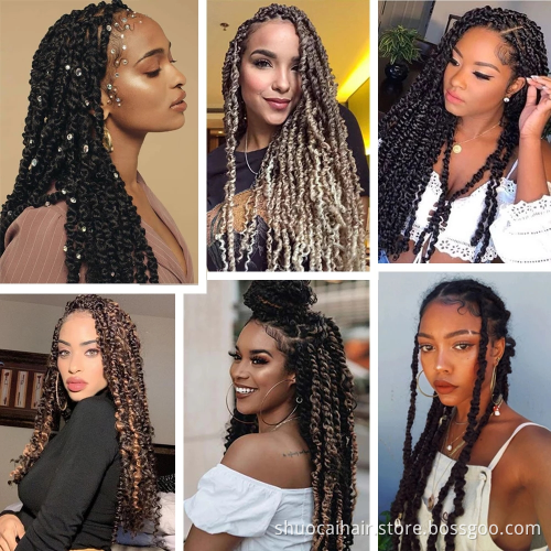 Synthetic 18 Passion Twist Pre-looped Fluffy Crochet Braid Hair Ombre Braiding Hair Extensions 3D Cubic Twist Crochet Hair